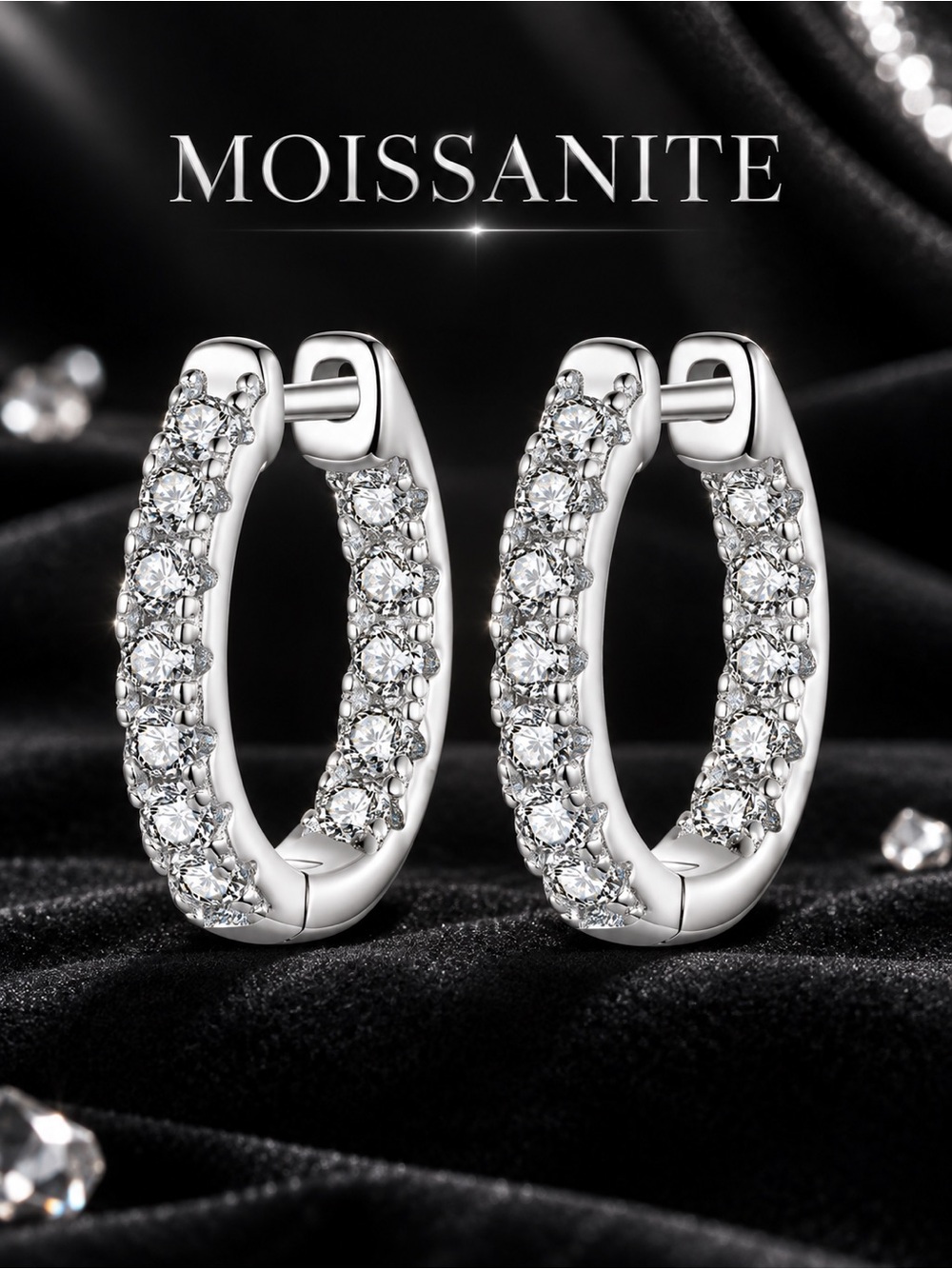Moissanite Inside-Out Huggie Hoops 925 Silver